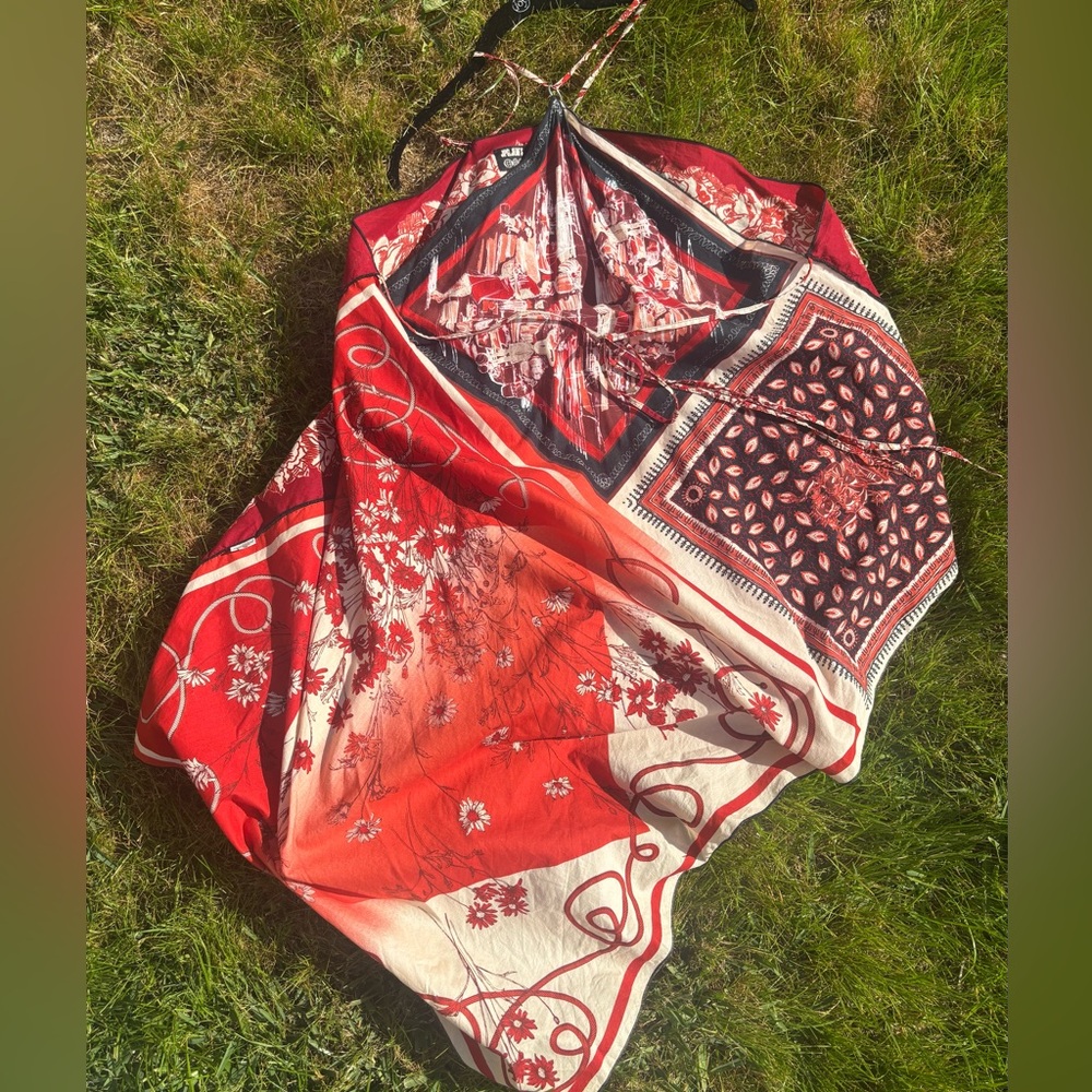 Jean Paul Gaultier JPG Scarf Print Asymmetrical Dress Vintage Boho Italy S - Picture 5 of 11